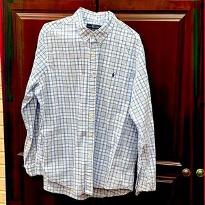 Ralph Lauren Men’s XXL Classic Fit Long Sleeve Button Up. Blue and White